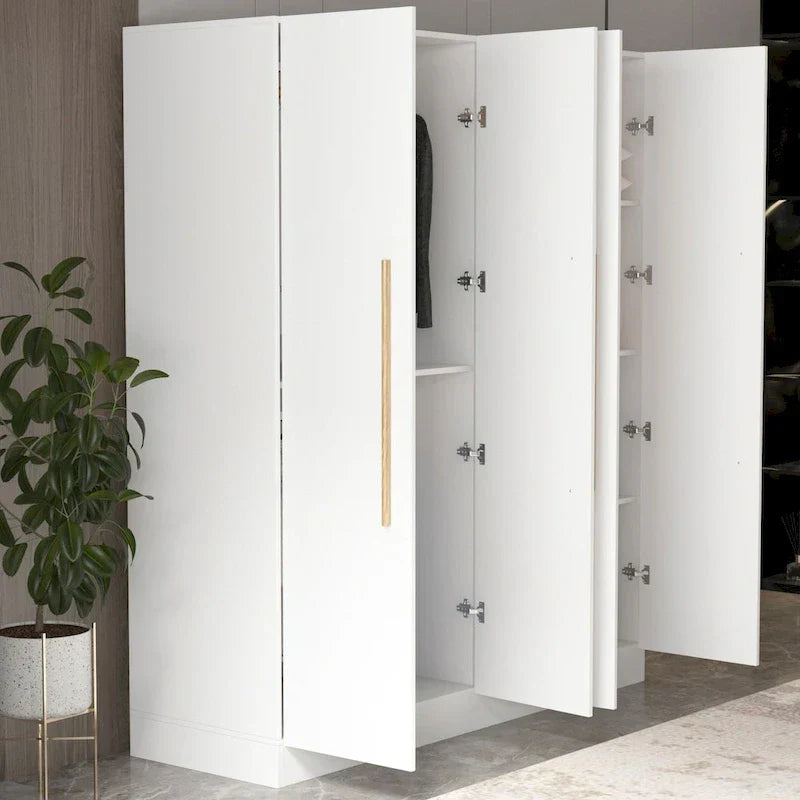 FUFU&GAGA Freestanding Solid Wood Wardrobe Closet With Storage Shelves