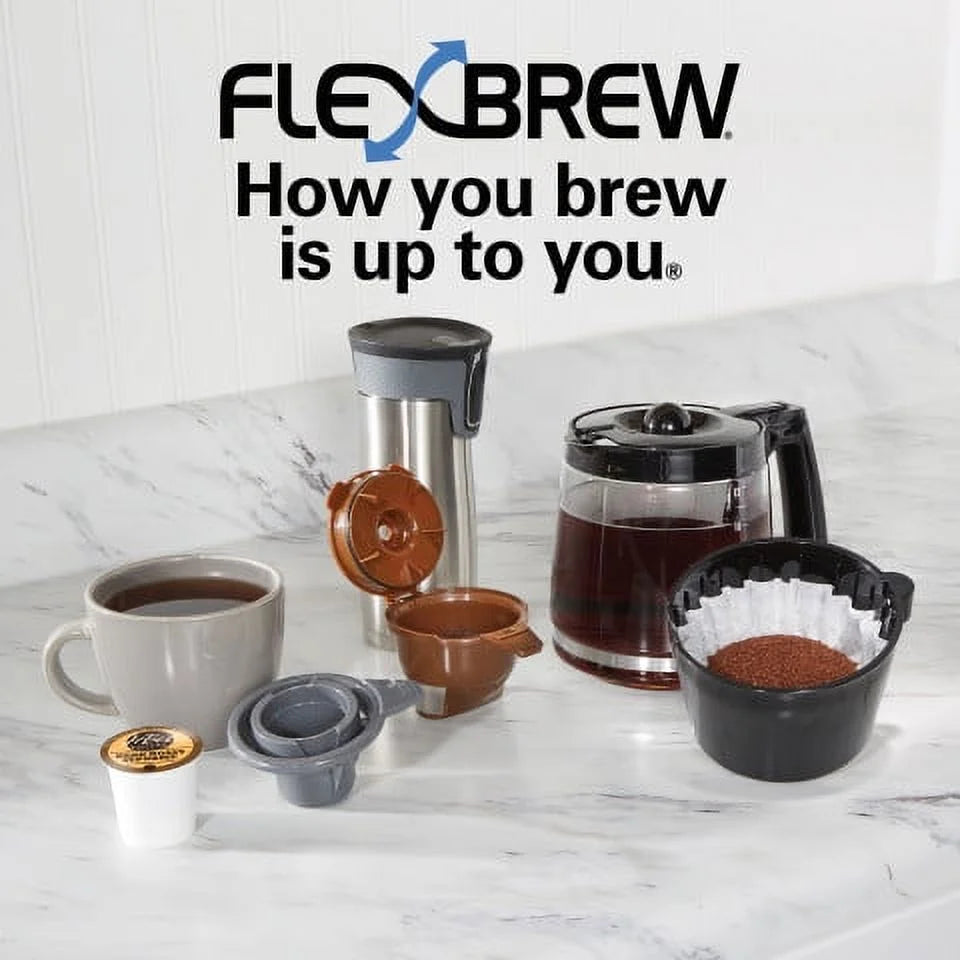 Hamilton Beach FlexBrew Trio Coffee Maker, Single-Serve, Black & Silver, 12-Cup - 49954