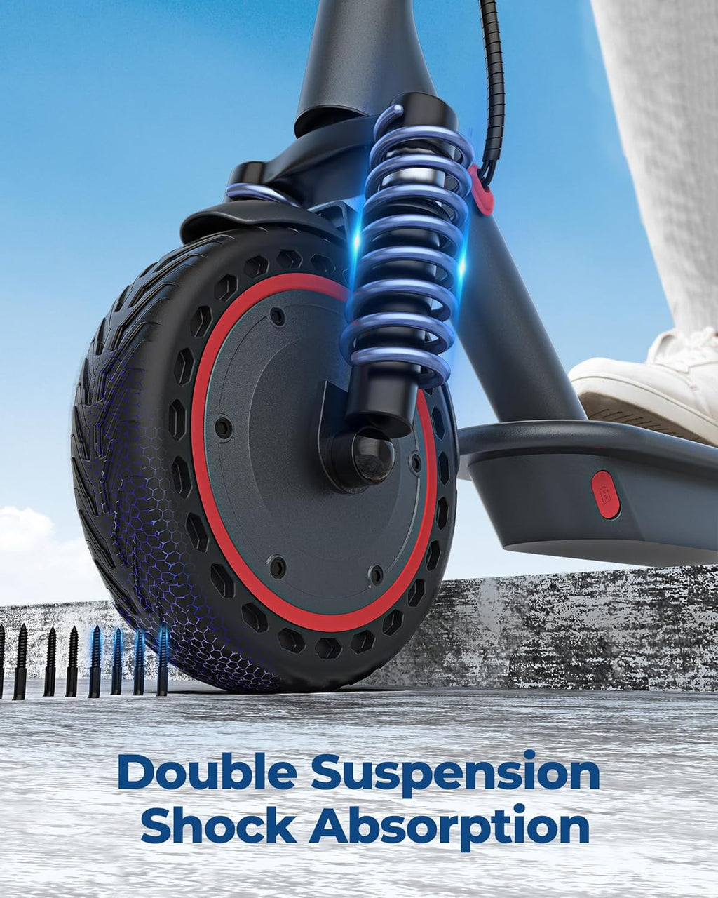 Electric Scooter With Solid Tires And Dual Braking - 350W/500W