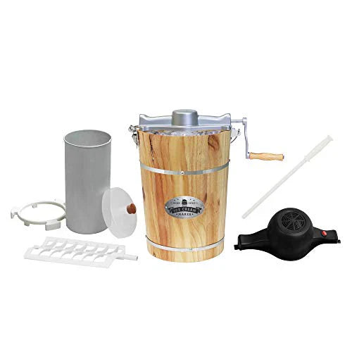 Elite Gourmet 6 Quart Vintage Wood Bucket Electric Ice Cream Maker