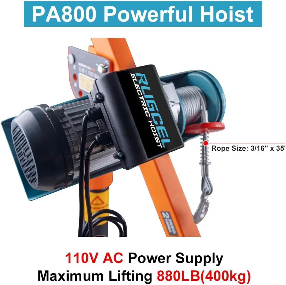 GRIPWAY Folding Truck-Mounted Crane With 110V Electric Hoist, 1100lb Capacity - 1100LB+110V Hoist