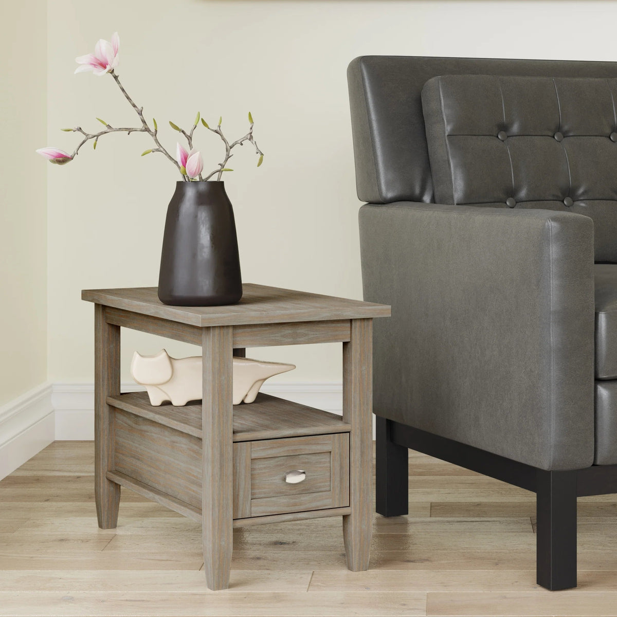Solid Wood Narrow Side Table, 14 in Wide, 24 in D x 14 in W x 20 in H