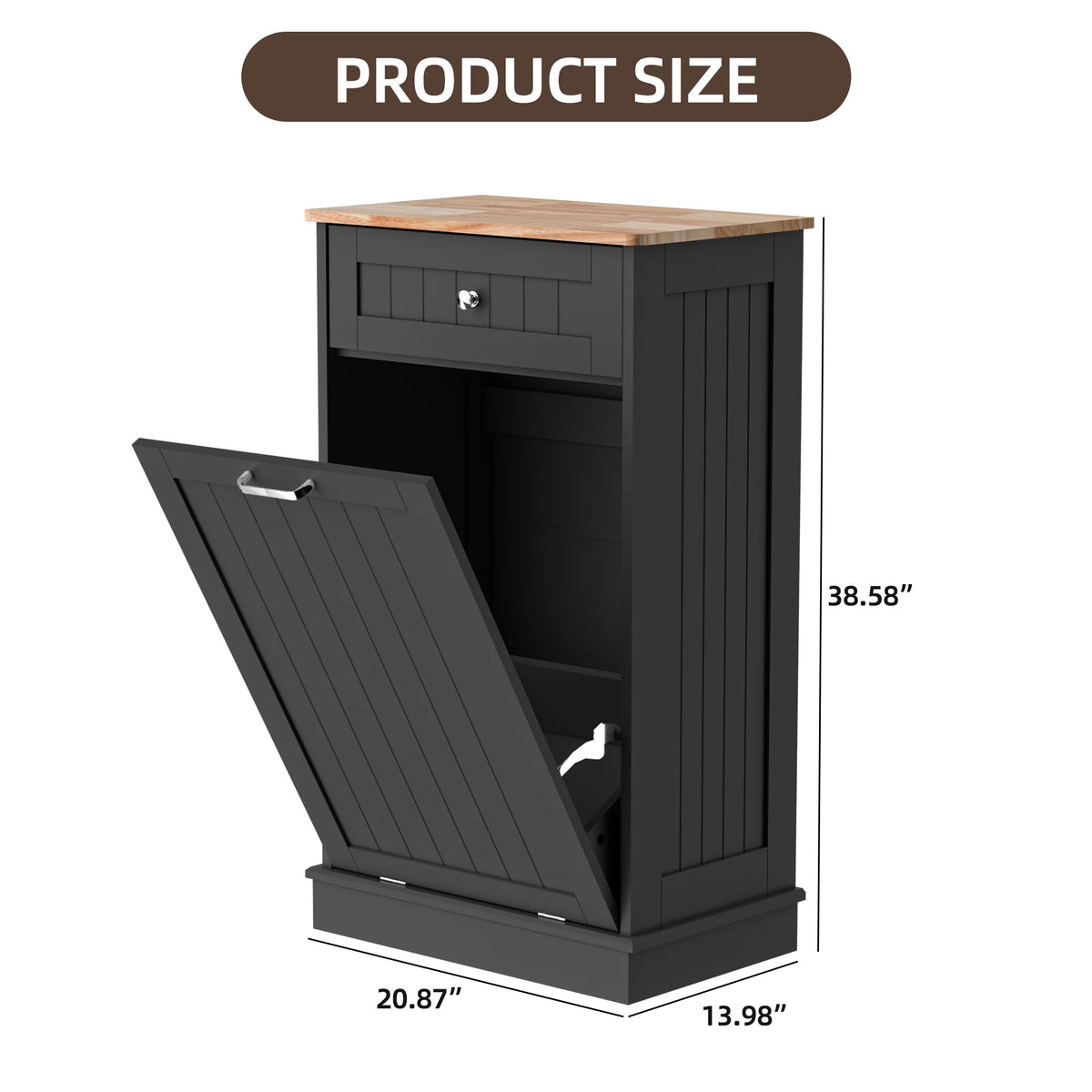 HARIPUL Single Tilt-Out Trash Cabinet For 13 Gallon Waste Bin, White