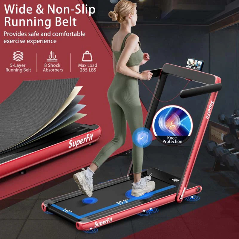 GYMAX 2-in-1 Folding Under Desk Treadmill With Speaker, App And Remote Control - 2.5HP