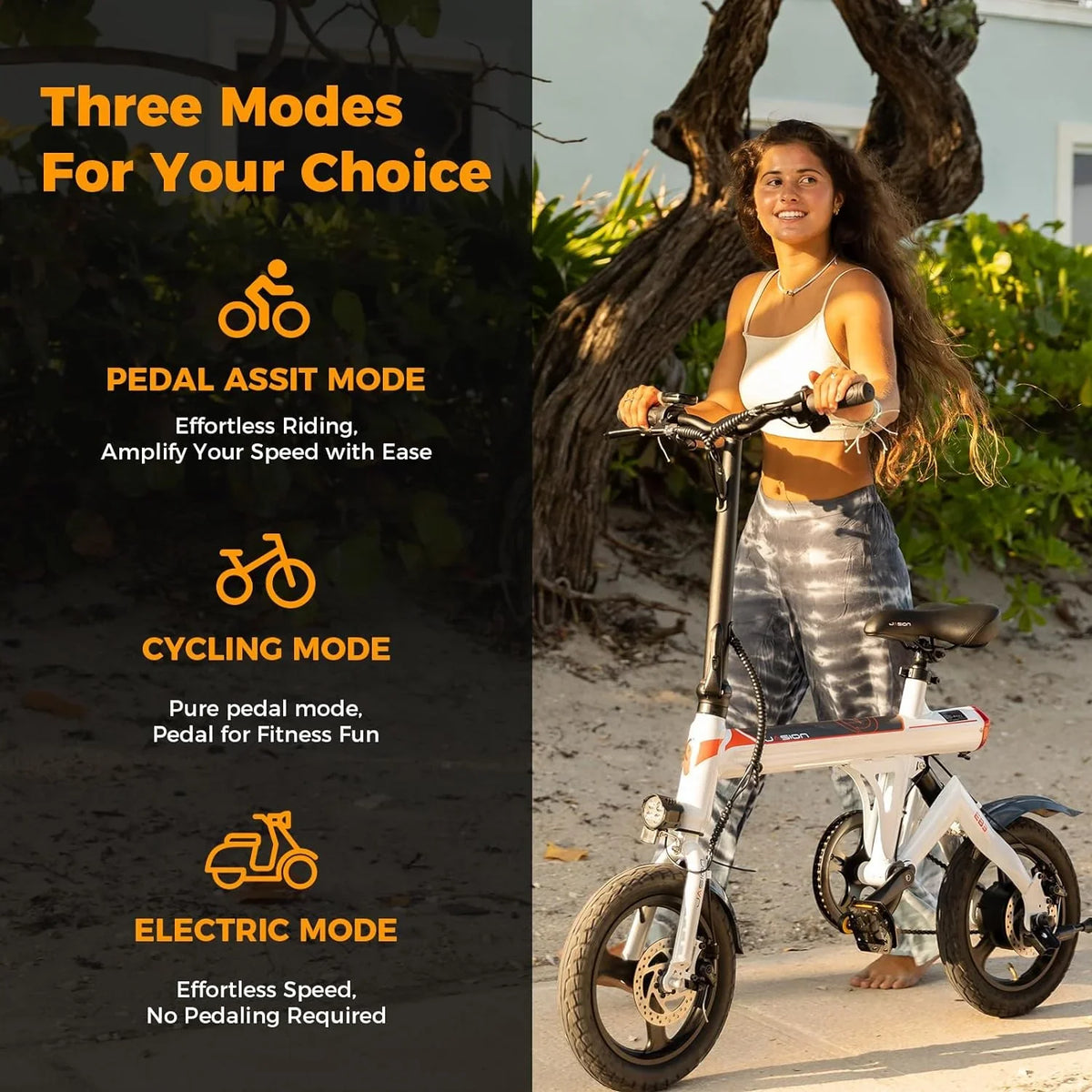 Jasion 14 Inch Folding Electric Bike, 21 Mph, 500W Peak Motor, 270Wh Battery - EB3