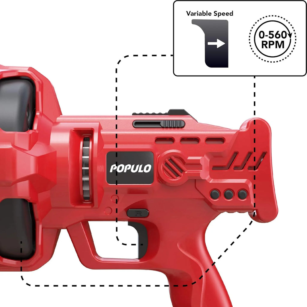 POPULO 20V Cordless Electric Drain Auger, 25 Ft Auto-Feed, 2.0Ah Battery, 3/4 in-2 in Pipes