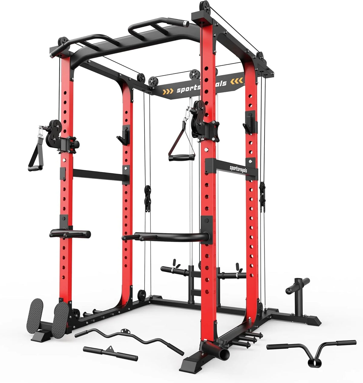 Sportsroyals Power Cage With Lat Pulldown, Black - Power Cage