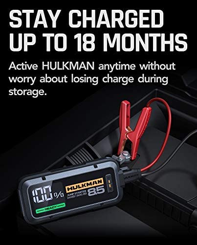 2,000A 20,000mAh Car Jump Starter For Up To 8.5L Gas And 6L Diesel Engines