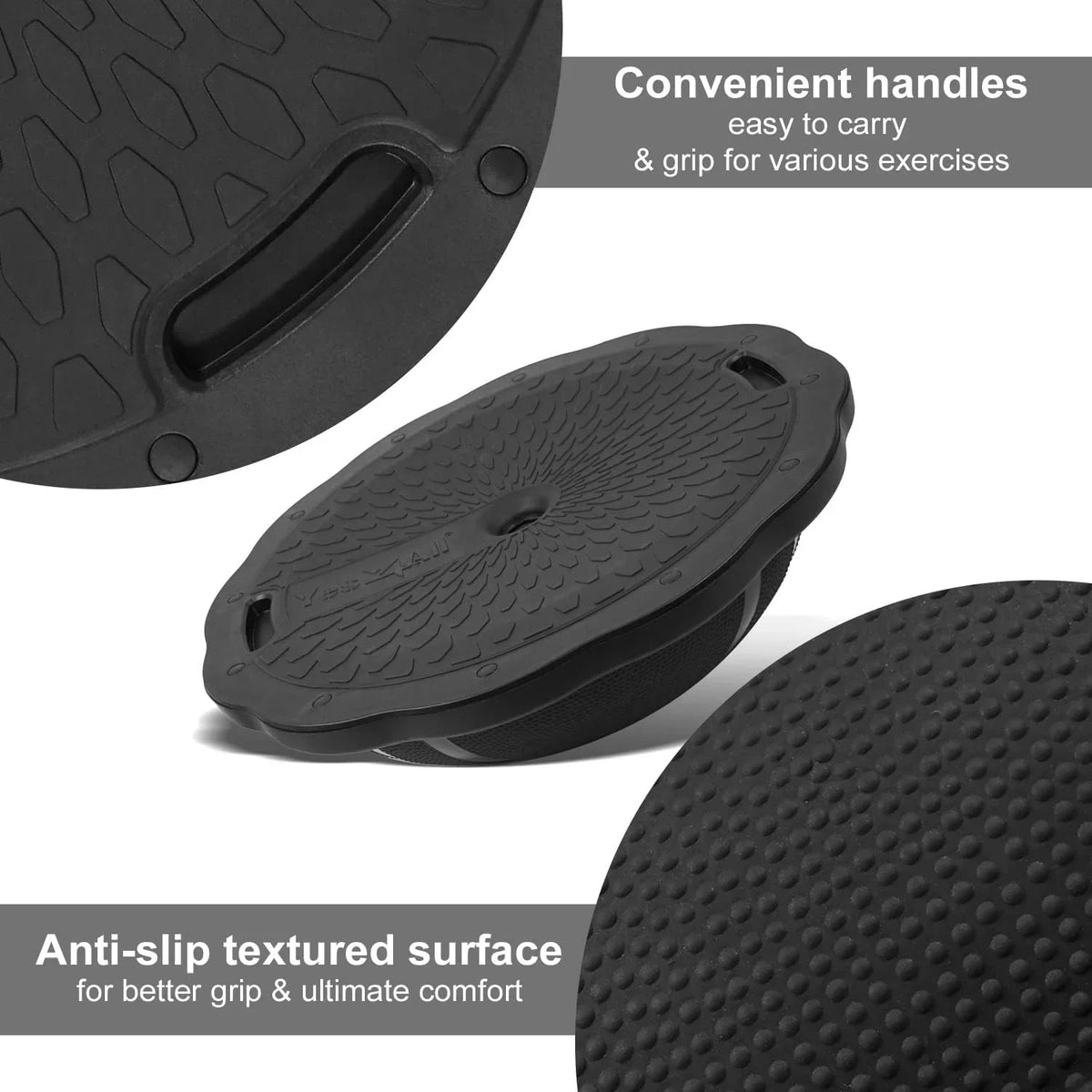 Yes4All Premium Half Ball Balance Trainer, 23.5 in x 7.25 in, 880 lbs, Black Matte