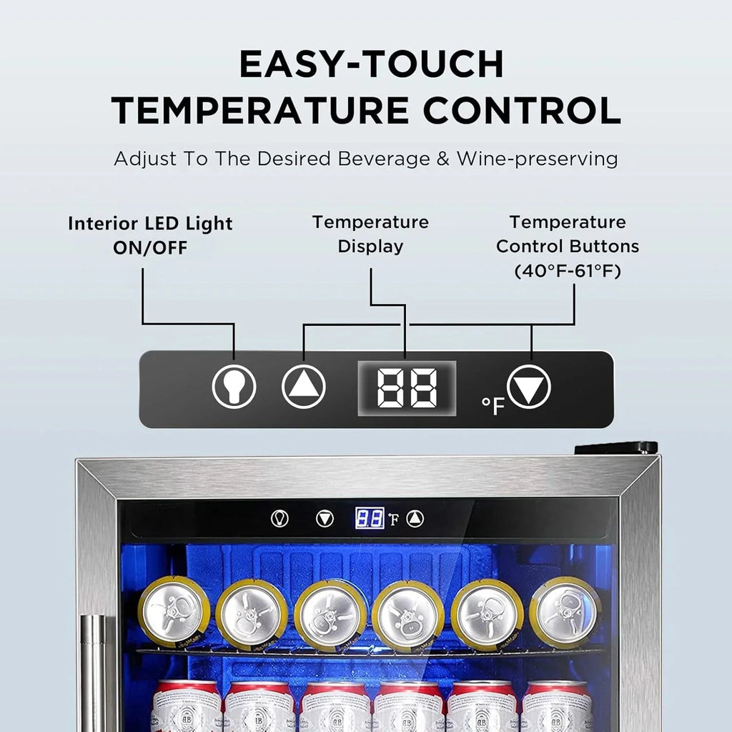 Electactic 3.2 Cu Ft 130 Can Beverage Refrigerator Cooler, Black, 19.29 x 17.32 x 30.79 inches - JC-90