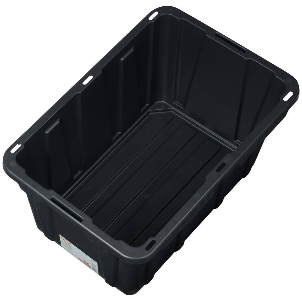 hdx-27-gallon-black-stackable-waterproof-storage-tote-with-yellow-lid-5-pack-1566