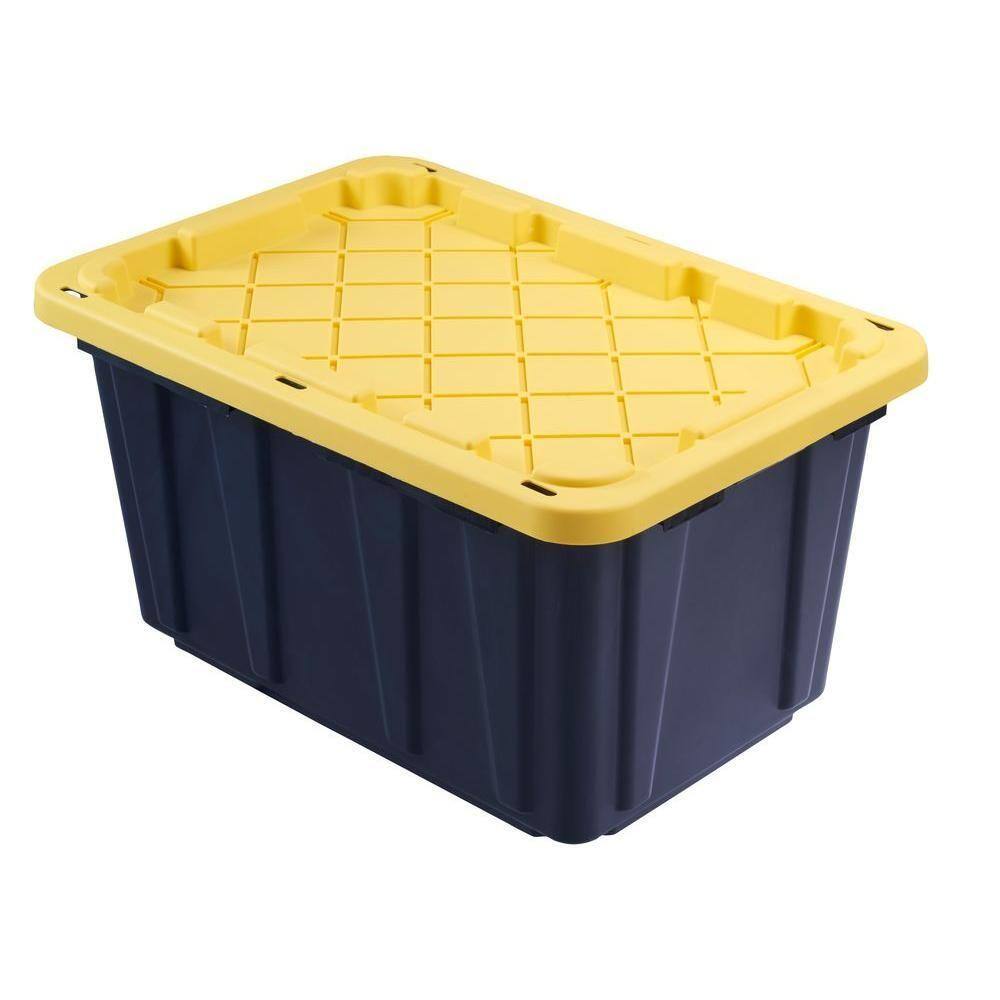 hdx-27-gallon-black-stackable-waterproof-storage-tote-with-yellow-lid-5-pack-1566