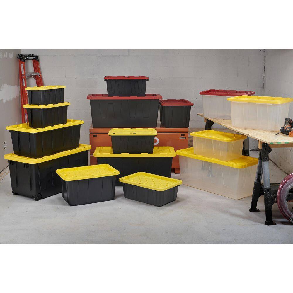 hdx-27-gallon-black-stackable-waterproof-storage-tote-with-yellow-lid-5-pack-1566