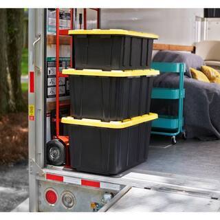 hdx-27-gallon-black-stackable-waterproof-storage-tote-with-yellow-lid-5-pack-1566