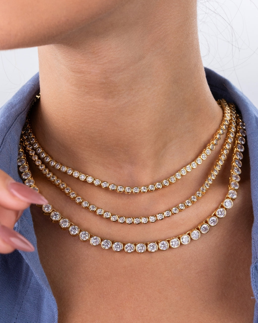 Helene Bezel CZ Tennis Necklace - view 4