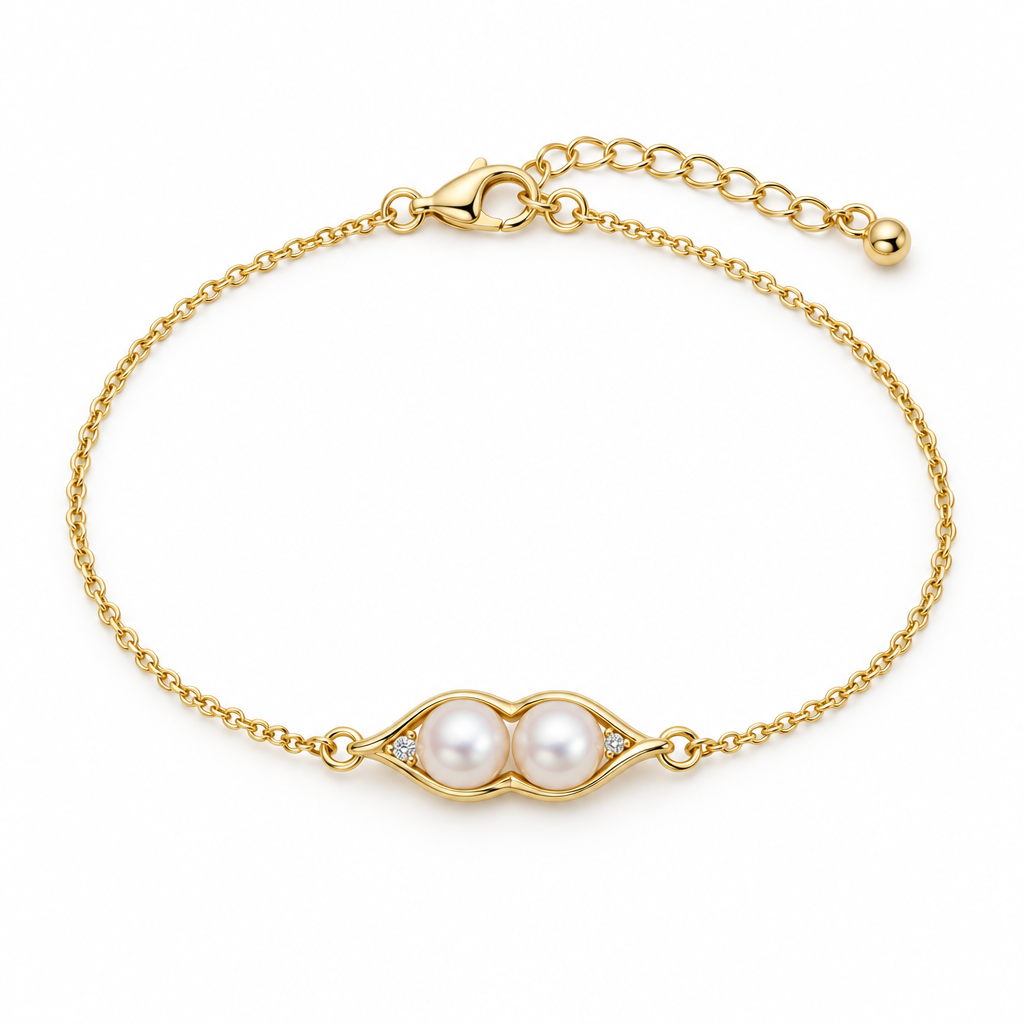 Pea Pod Pearl Bracelet, gold, freshwater pearl