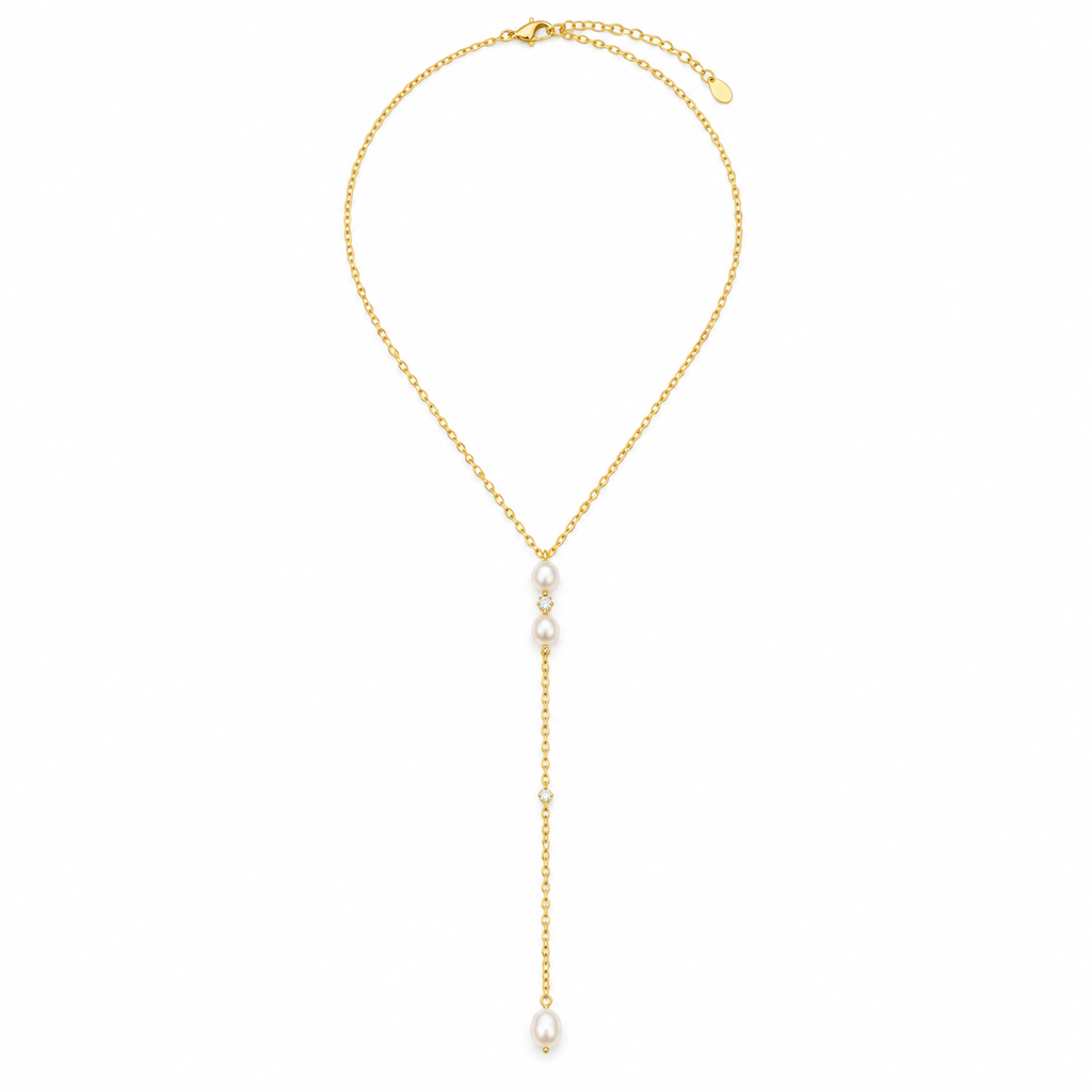 Pearl Backdrop Lariat Necklace, gold, freshwater pearl