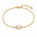 Halo CZ Pearl Bracelet, gold, freshwater pearl