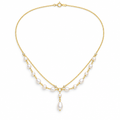 Layered Pearl & CZ Bridal Necklace, gold, freshwater pearl
