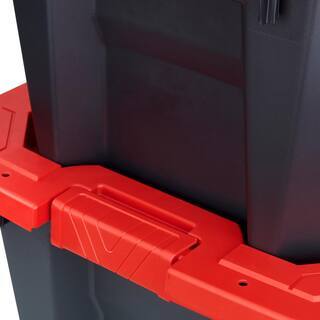 husky-45-gal-heavy-duty-stackable-storage-tote-with-wheels-lockable-black-base-red-lid-9815