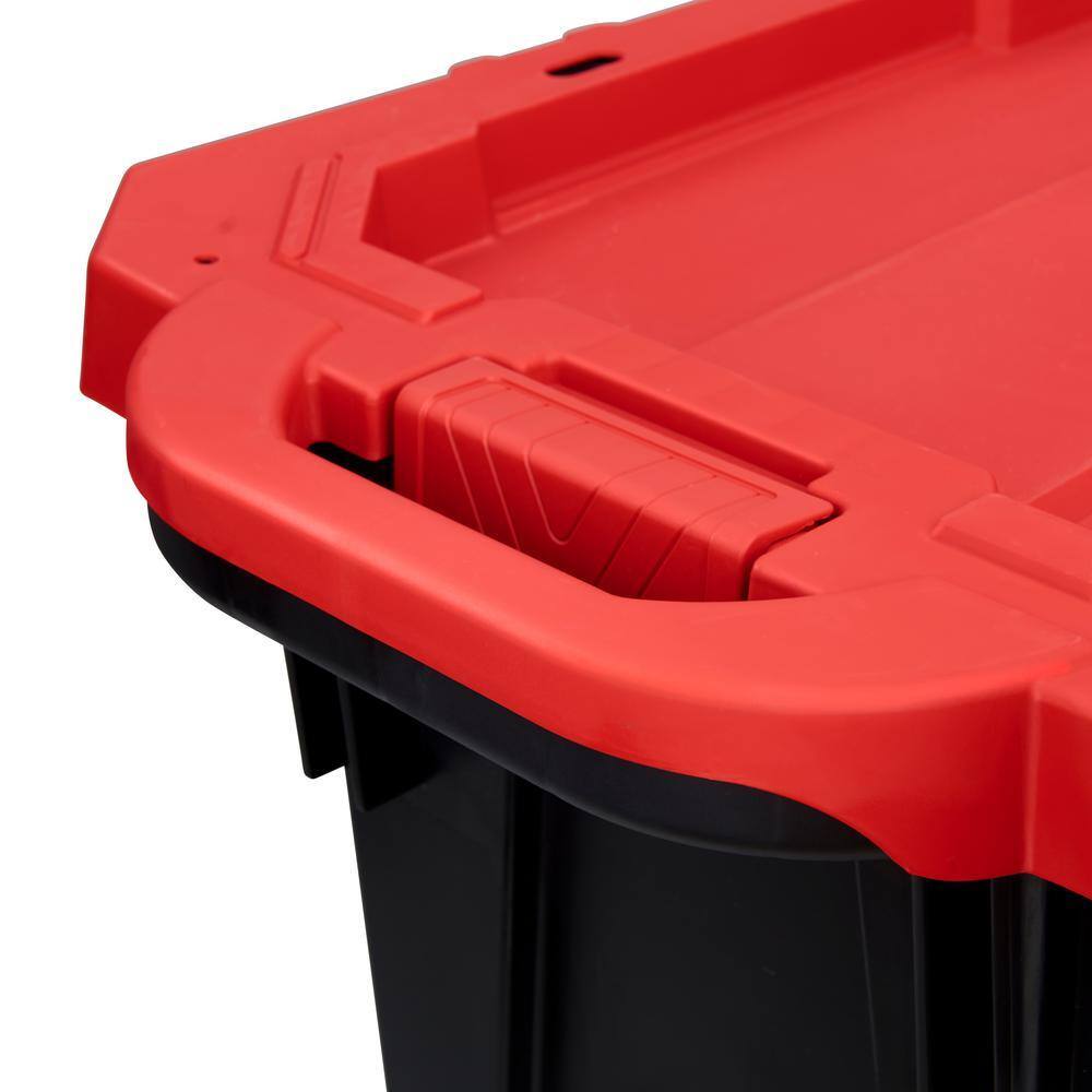 husky-45-gal-heavy-duty-stackable-storage-tote-with-wheels-lockable-black-base-red-lid-9815