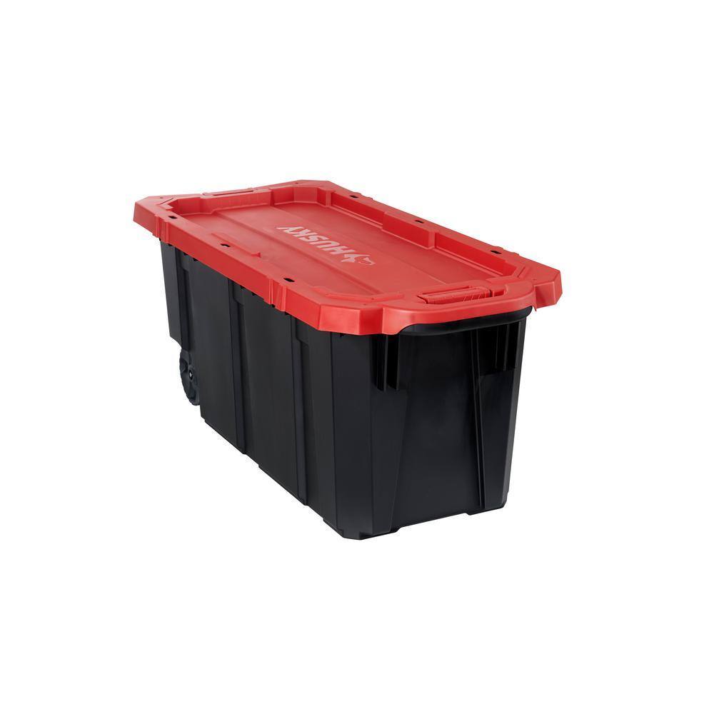 husky-45-gal-heavy-duty-stackable-storage-tote-with-wheels-lockable-black-base-red-lid-9815