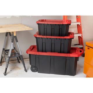 husky-45-gal-heavy-duty-stackable-storage-tote-with-wheels-lockable-black-base-red-lid-9815