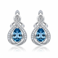 Sterling silver teardrop earrings with blue topaz gemstone