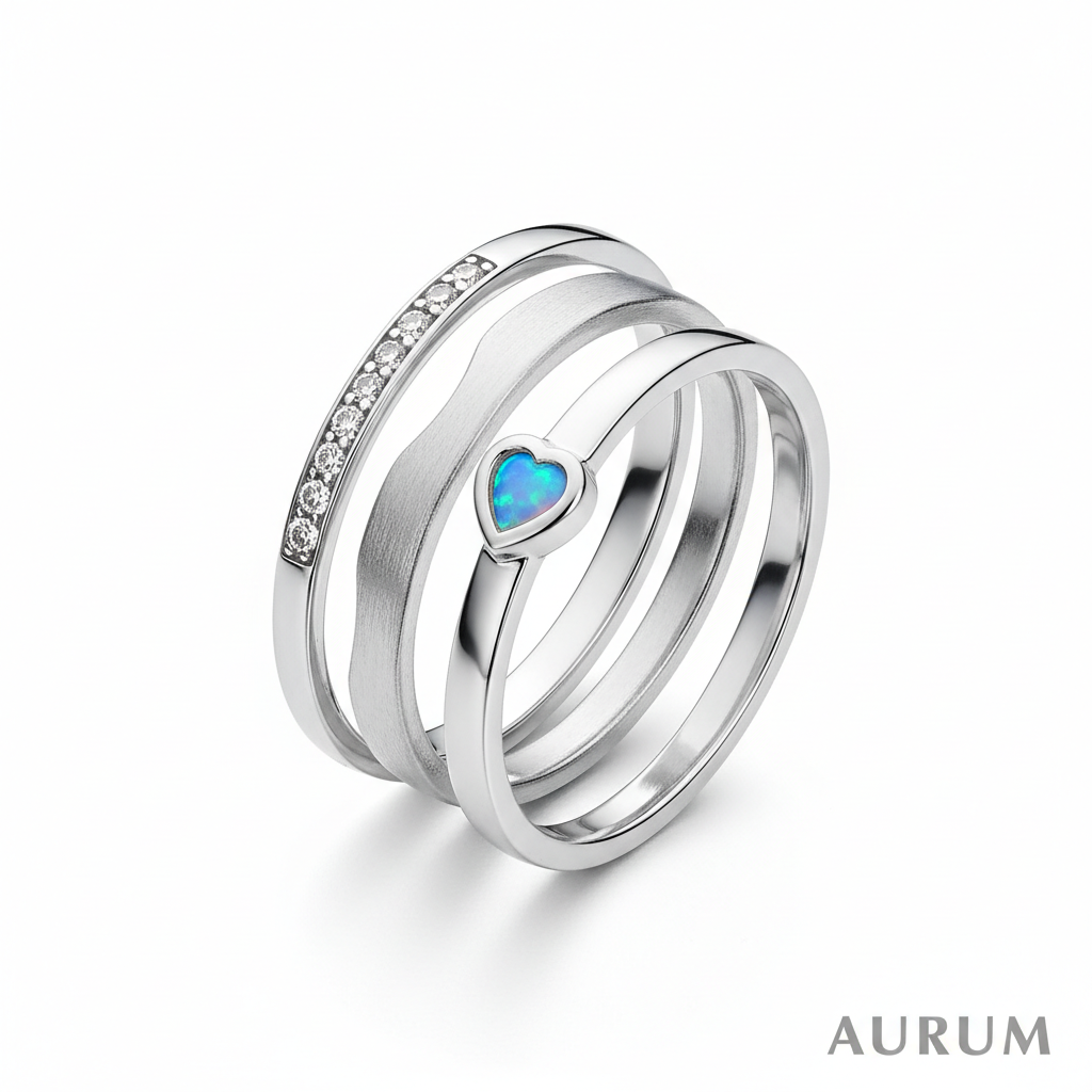 Set of three minimalist sterling silver stackable rings