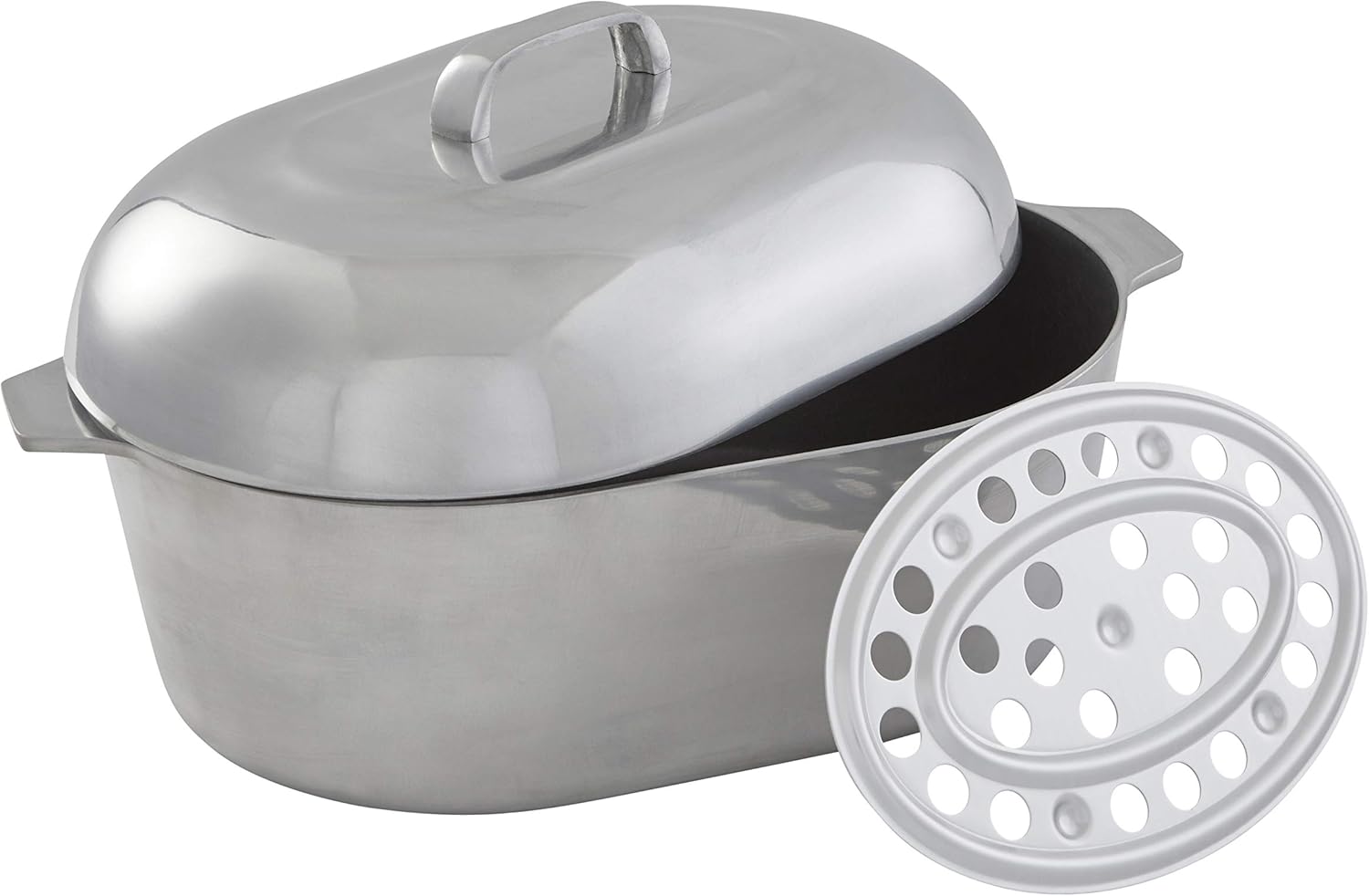 imusa-cajun-18-heavy-duty-cast-aluminum-oval-roaster-with-steamer-inserts-silver-5154