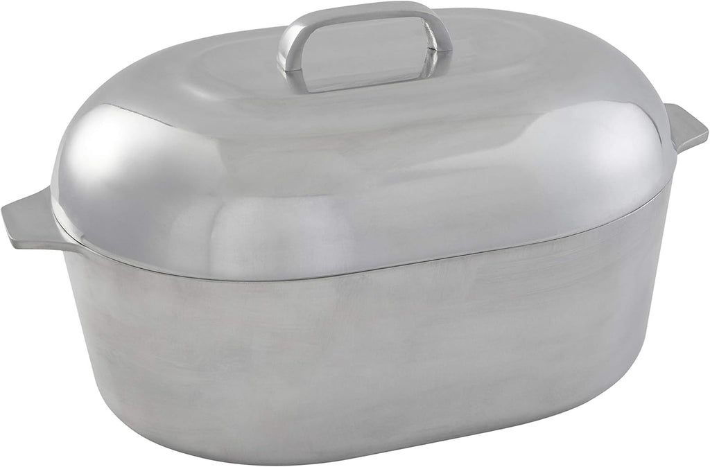 imusa-cajun-18-heavy-duty-cast-aluminum-oval-roaster-with-steamer-inserts-silver-5154