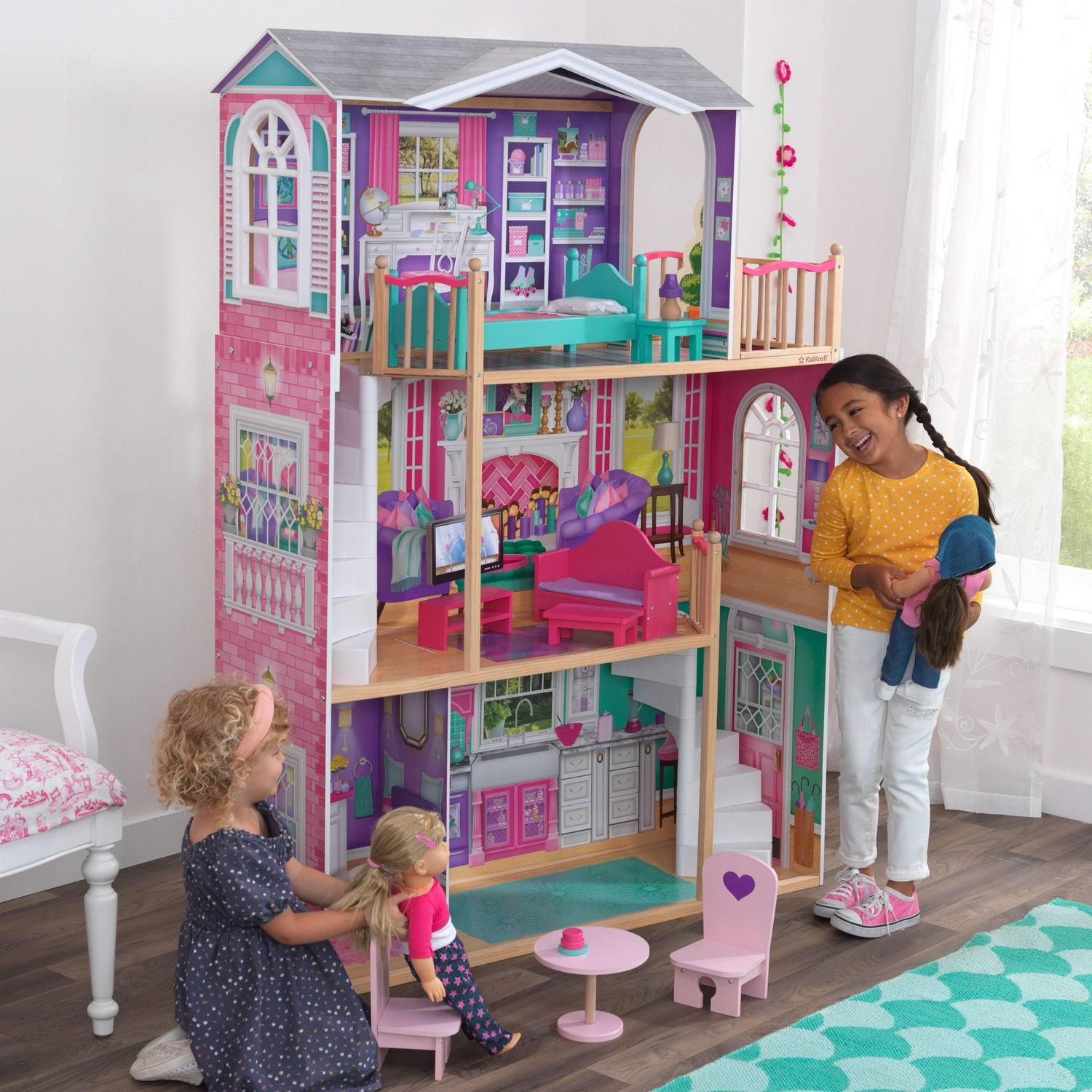 kidkraft-18-inch-wooden-dollhouse-manor-3-level-12-piece-furniture-fits-18-dolls-3786
