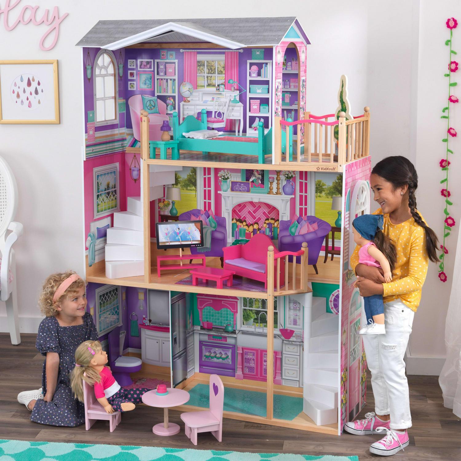 kidkraft-18-inch-wooden-dollhouse-manor-3-level-12-piece-furniture-fits-18-dolls-3786