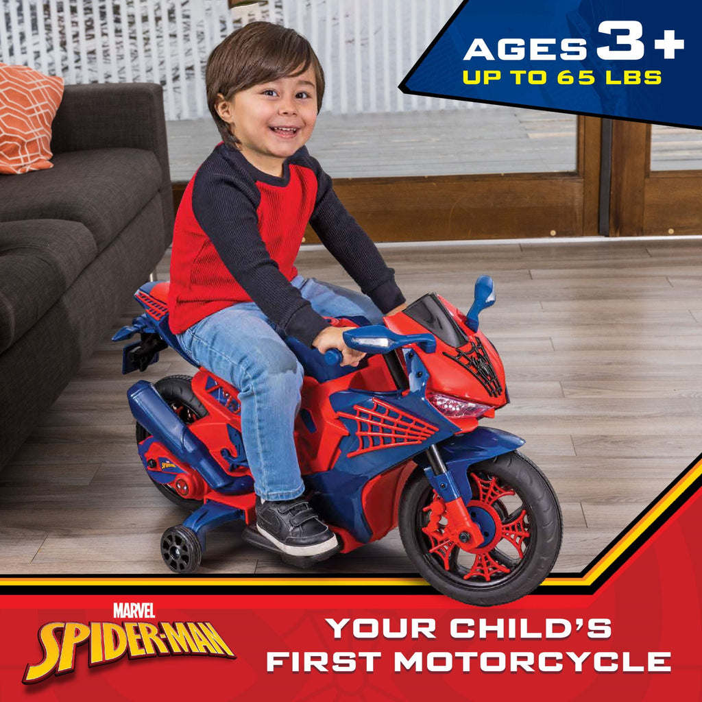 marvel-spiderman-6v-kids-motorcycle-ride-on-toy-rechargeable-ages-3-up-to-65-lbs-interactive-lights-sounds-8735