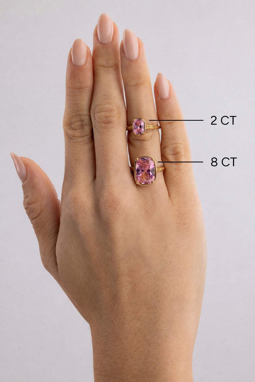 Elongated Cushion Pink Sapphire CZ Cocktail Ring - view 4