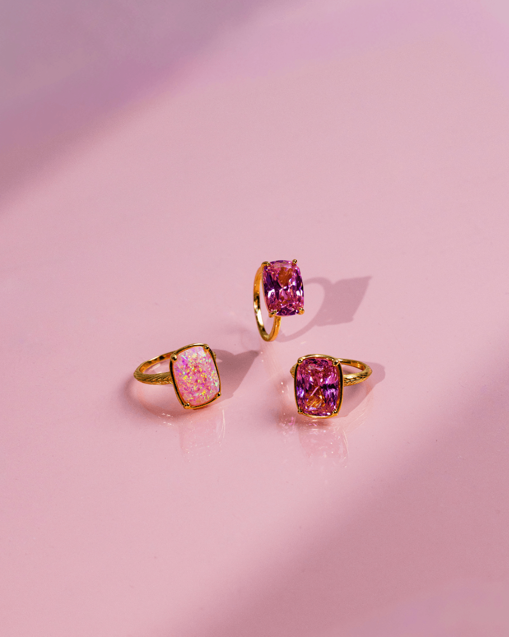 Elongated Cushion Pink Sapphire CZ Cocktail Ring - view 6