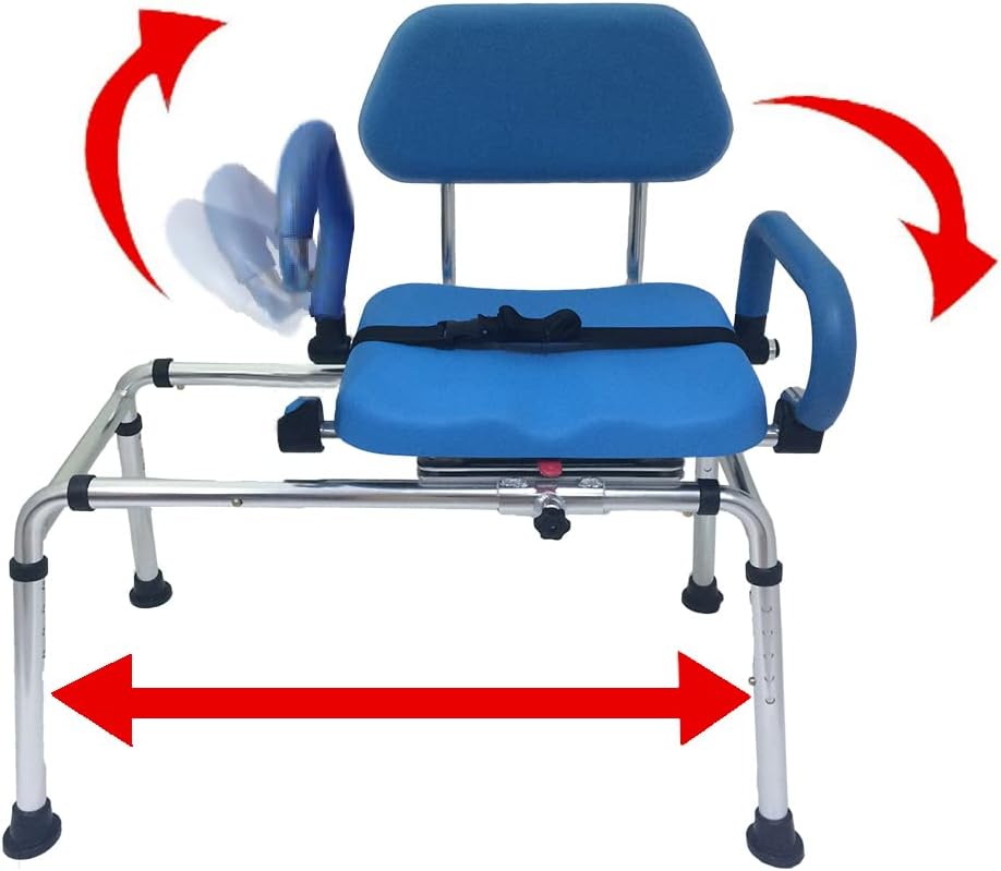 platinum-health-carousel-sliding-shower-chair-transfer-bench-swivel-seat-padded-adjustable-blue-aluminum-300-lb-capacity-9333