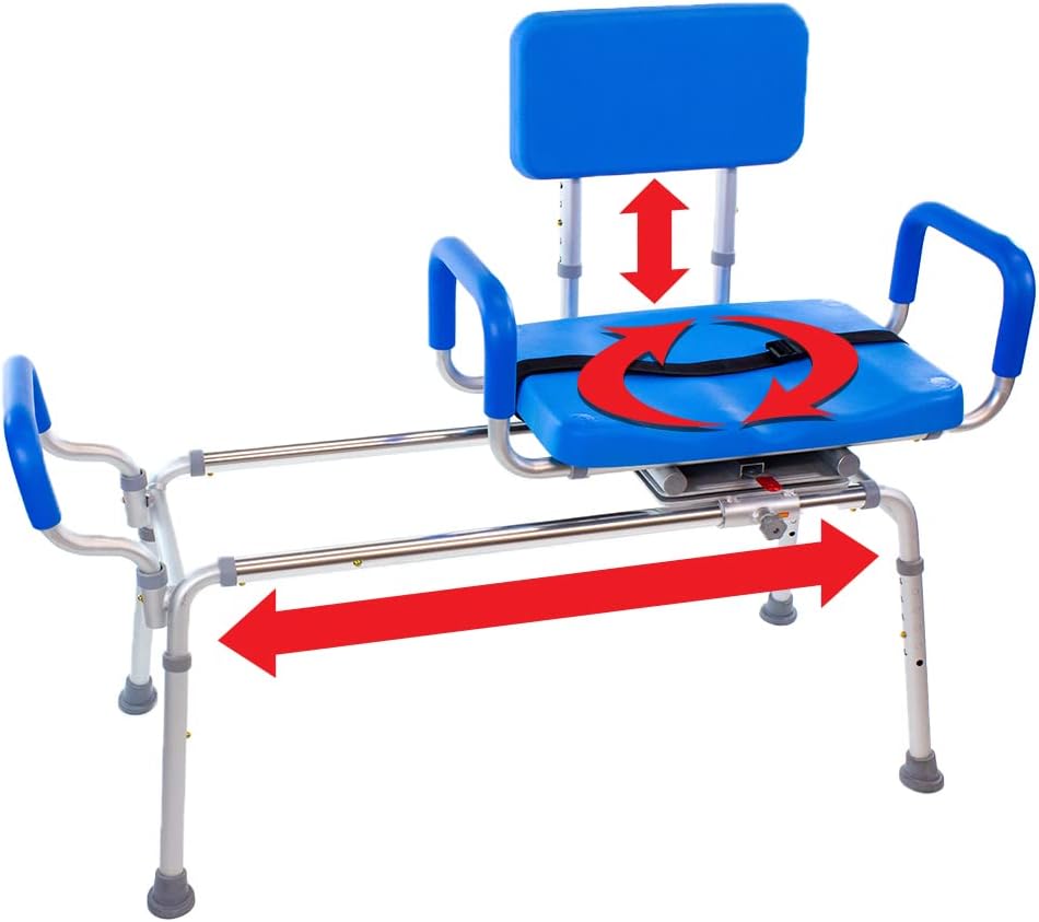 platinum-health-carousel-sliding-shower-chair-transfer-bench-swivel-seat-padded-adjustable-blue-aluminum-300-lb-capacity-9333