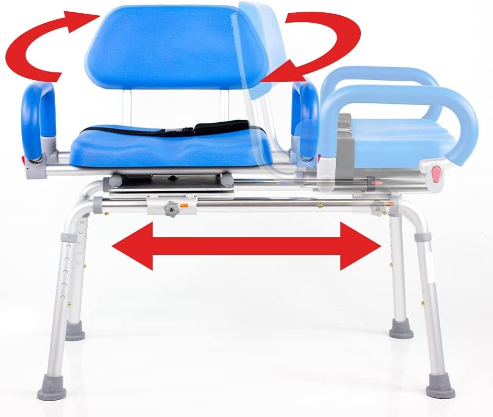 platinum-health-carousel-sliding-shower-chair-transfer-bench-swivel-seat-padded-adjustable-blue-aluminum-300-lb-capacity-9333