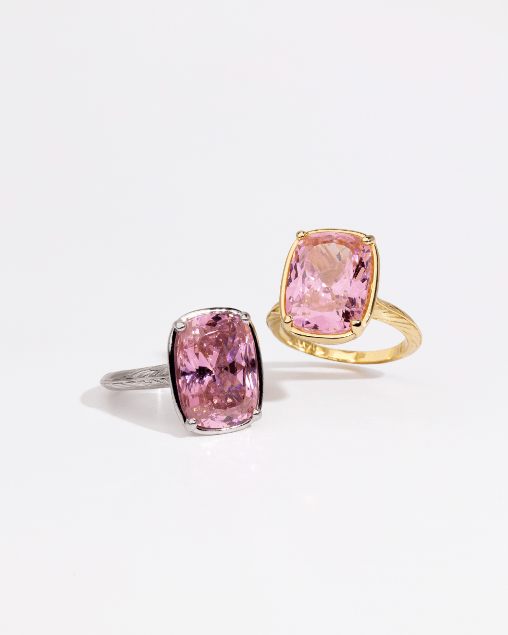 Elongated Cushion Pink Sapphire CZ Cocktail Ring - view 7