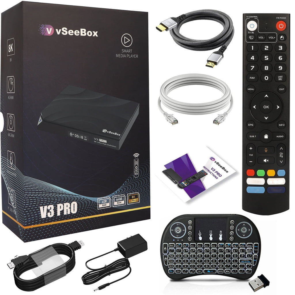 Generic V3 Pro Android 11 TV Box with Voice Remote, 4GB RAM, 64GB ROM, Mini Keyboard, 8K HDMI Cable, 6K Resolution