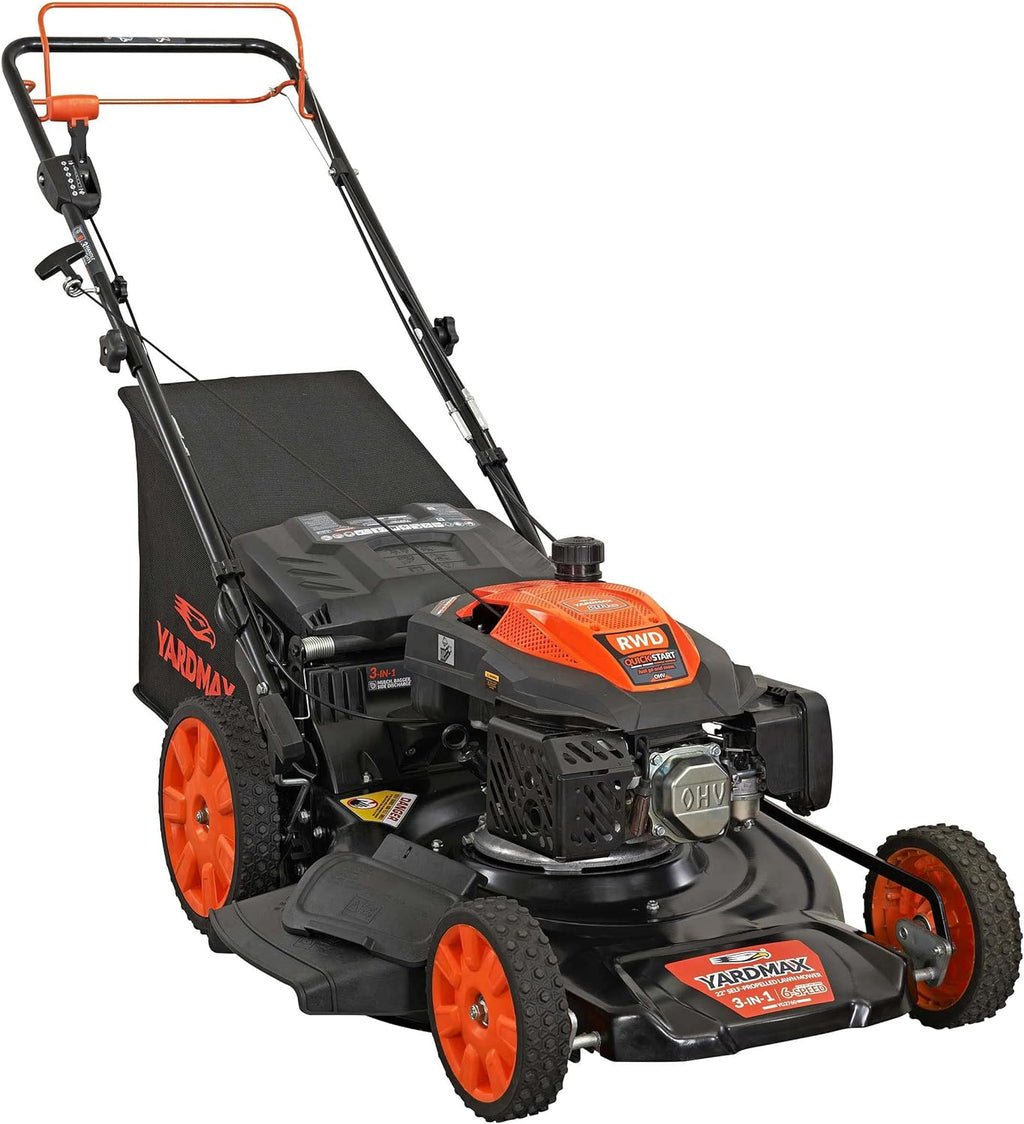 yardmax-22-gas-self-propelled-lawn-mower-201cc-6-speed-cvt-high-wheel-rwd-3-in-1-black-9202